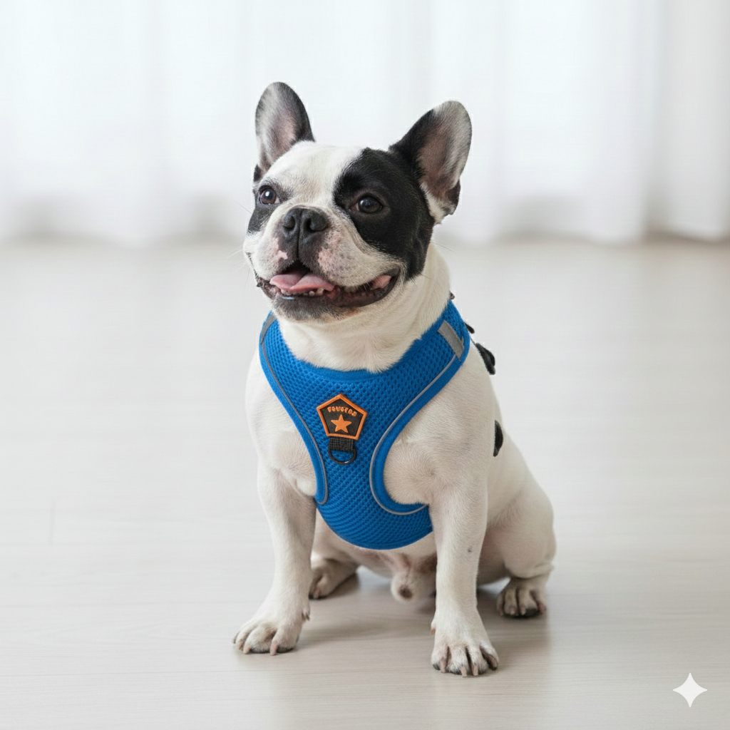 Pawstar Medium  Blue Air Mesh Dog Harness Neck 32-34cm &amp; Waist 44-48cm