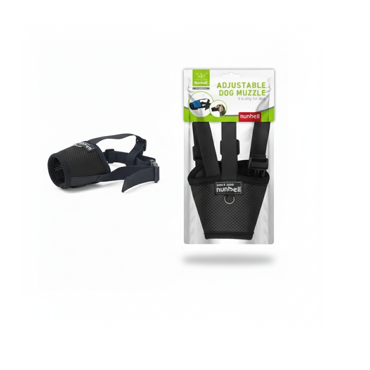 Nunbell Adjustable Dog Muzzle Size 3 Neck 16 to 35 Cm Front Mouth 14 Cm Back Mouth 20Cm