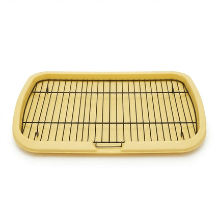 Potty Training Tray with Metal Mesh Grid Indoor Pee Pad Holder 66×50cm Yellow