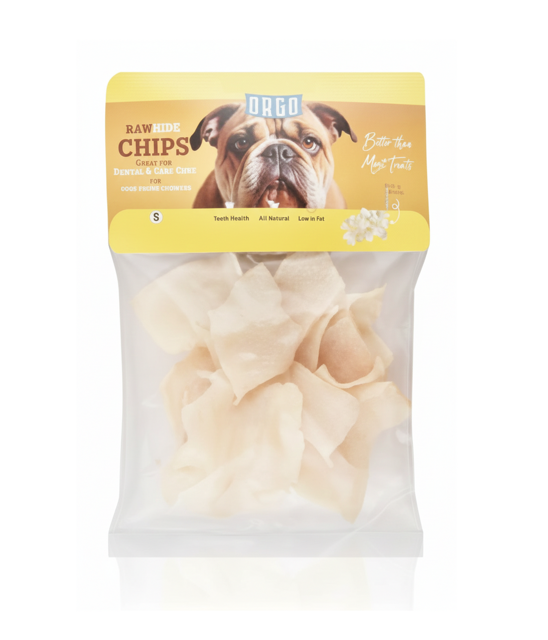 Orgo Small Chip Shaped Rawhide Dog Chew Treats 16 per pack