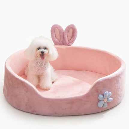 Cute Bunny Ears Plush Pet Bed in Pink 58x45cm