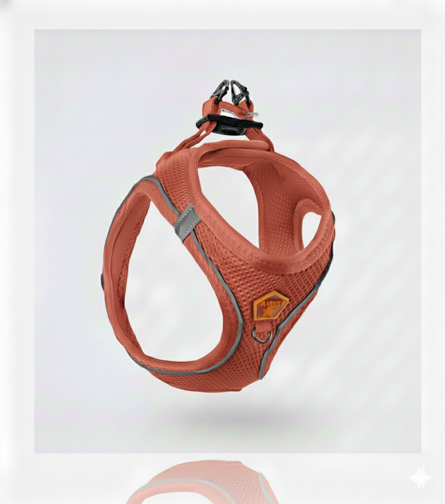 Pawstar Medium Terrcotta Air Mesh Dog Harness Neck 32-34cm And Waist 44-48cm