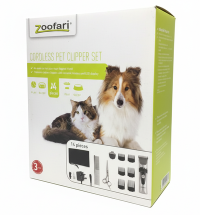 Zoofari Cord Less Pet Clipper Set 14 pieces made in German