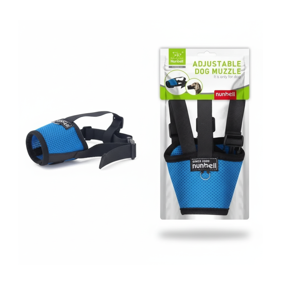 Nunbell Adjustable Dog Muzzle Size 4 Neck 18 to 22 Cm Front Mouth 16 Cm Back Mouth 22 Cm