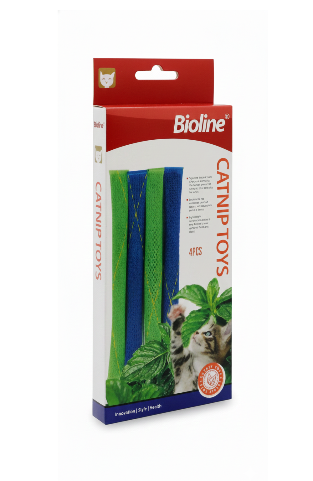 Bioline Blue And Green Catnip Toys 4 per pack