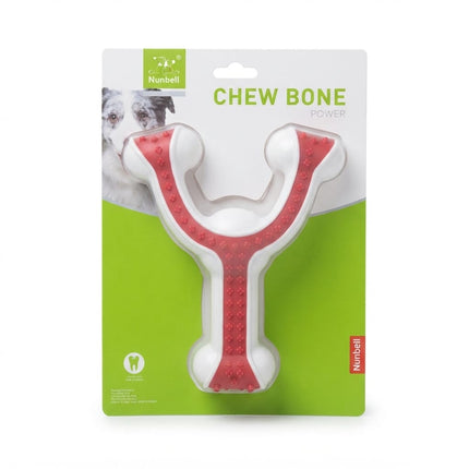 Nunbell Chew Bone Power Dog Toy Dental Cleaning Y Shaped Chewer Red