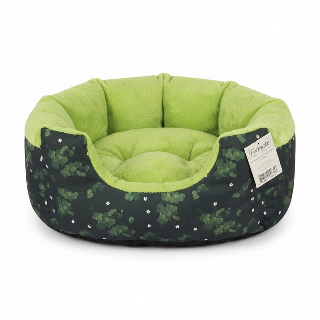 Dog moda Cozy Plush Dog and Cat Bed Black and Lime Green Round Nest  50 in 45 cm