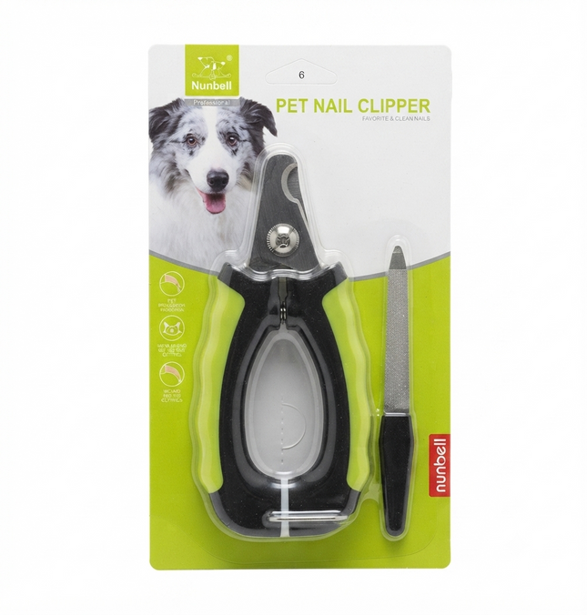Nunbell Pet Nail Clipper with File  Dog And Cat Claw Grooming Tool Green