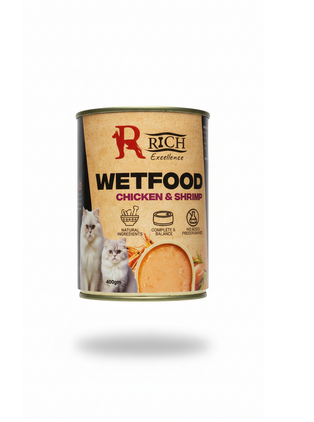 Rich excellence wet food cat flavor chicken and shrimp 400 gm