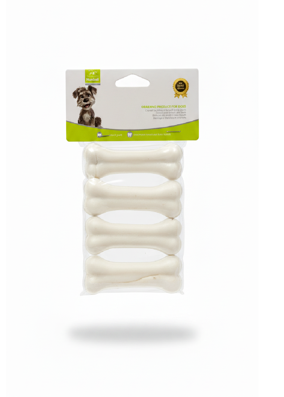 Nunbell Rubber Bones Chew Toy 4 Pc 3 Inch