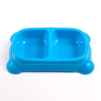 Food and water bowl for cats and dogs with two bases