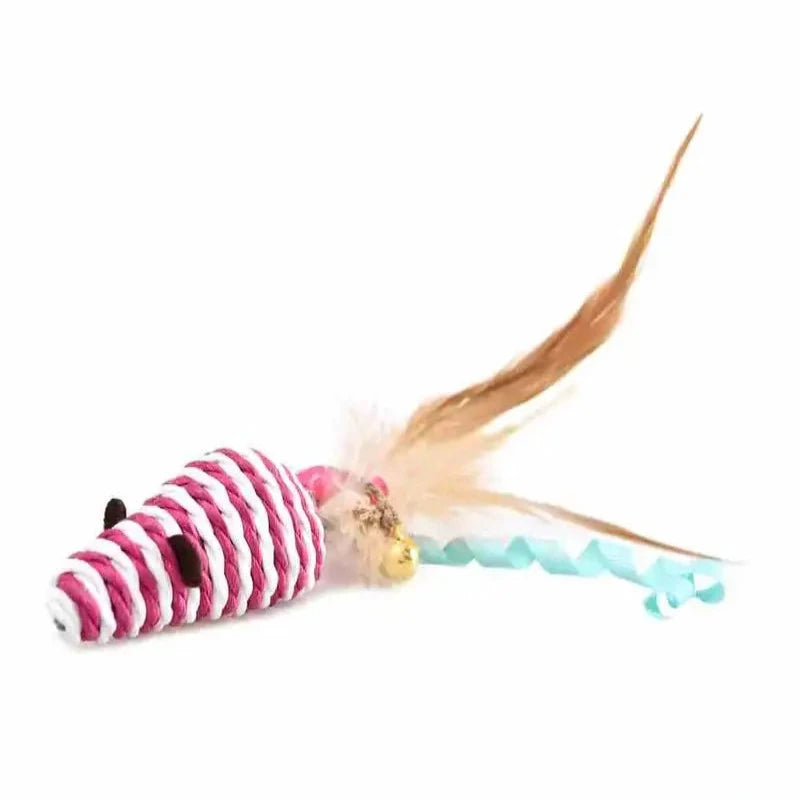 Naomi Pink and White Mouse Shaped Cat Toy