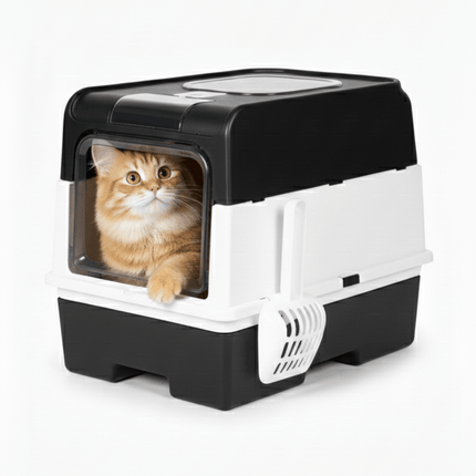 Ziggy Pupps Cat Litter Box Top Entry Hooded Cat  With Scoop