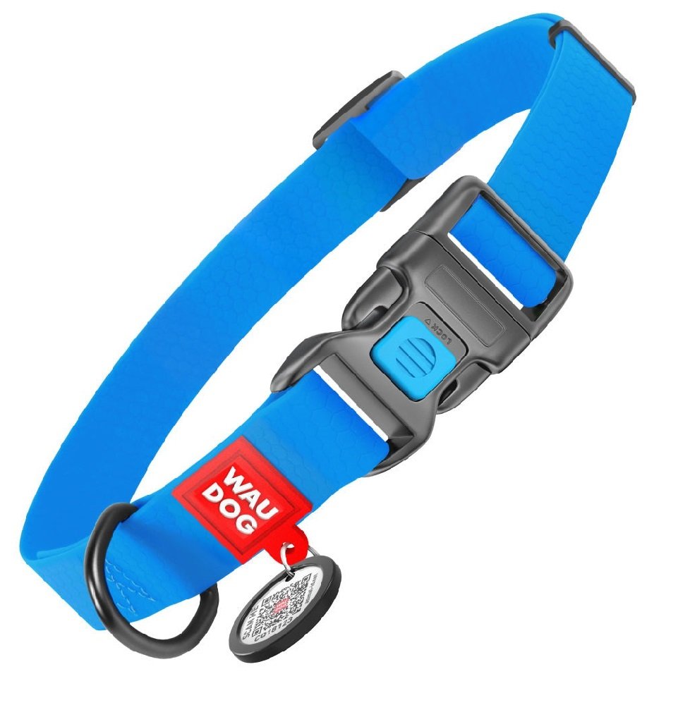 Wau Dog XL Blue Waterproof Collar 35 to58 in2.5 cm