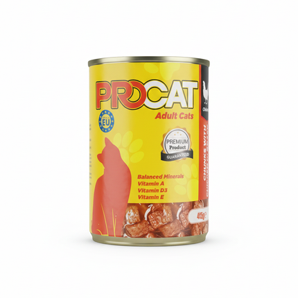 Pro Cat Adult Cat Food Chunks with Chicken in Gravy  Complete Wet Food 415g - Ziggy Pupps