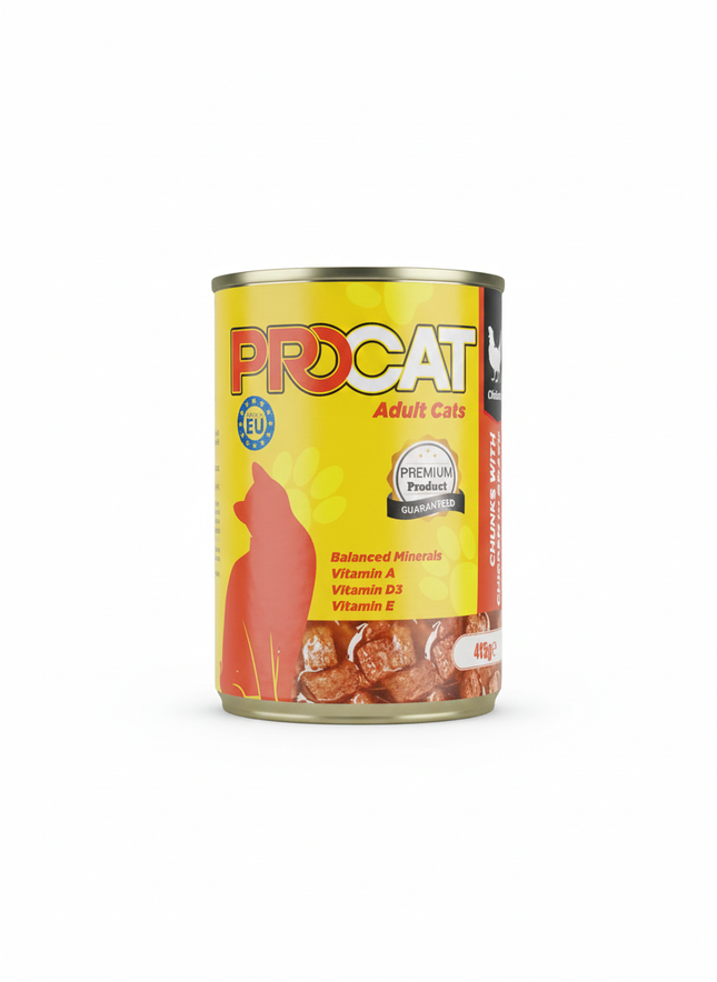 Pro Cat Adult Cat Food Chunks with Chicken in Gravy  Complete Wet Food 415g