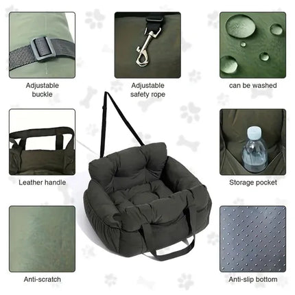 Washable Dog Car Seat with Safety Belt Pet Booster Seat for Small And Medium Dogs up to 7.5kg