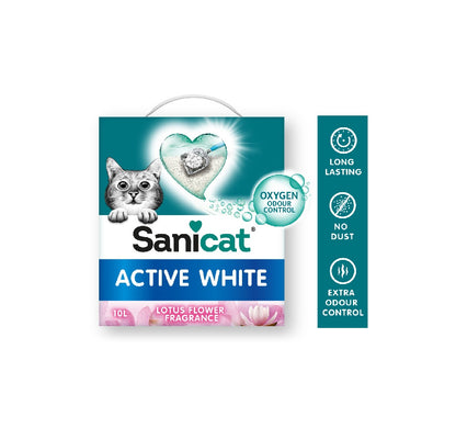 Sanicat White Bentonite Ultra Clumping Cat Litter Lotus Flower Scent 6 L