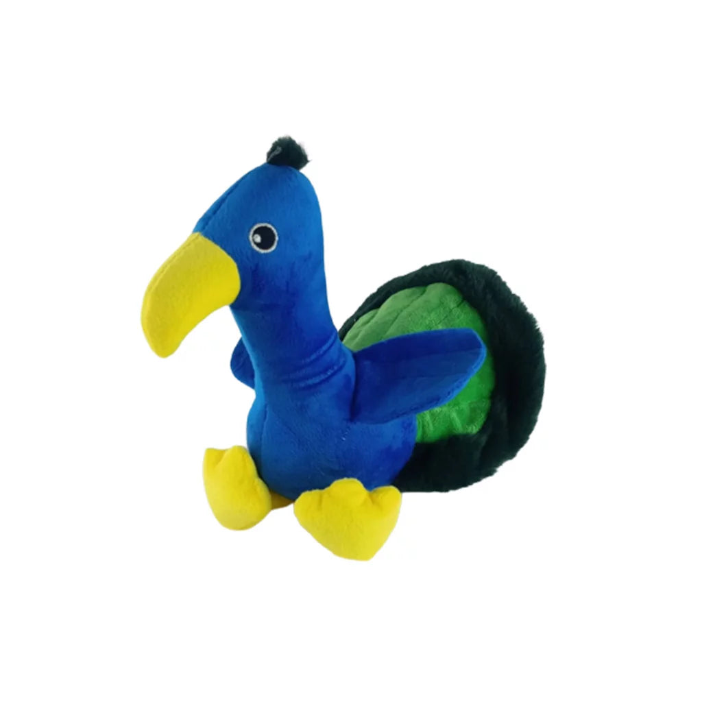 Naomi Blue peacock shaped dog chew toy