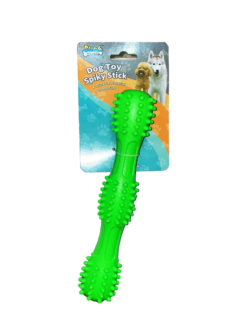 Soleil Neon Green Spiky Stick Shaped Dog Chew Toy