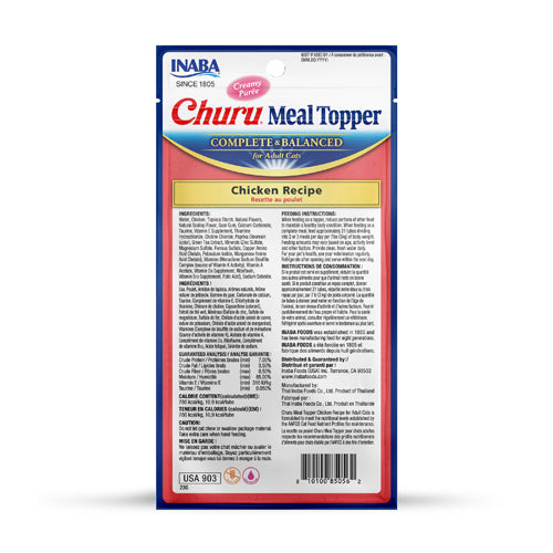 Inaba Churu Creamy Puree Meal Toppers with Chicken for Adult Cats