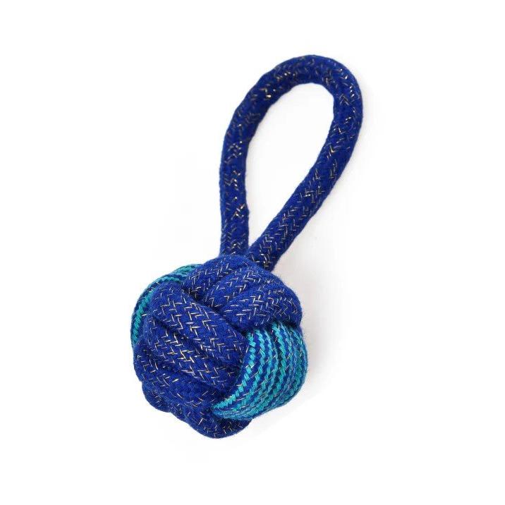 Naomi Blue Rope and Ball Dog Tug Toy