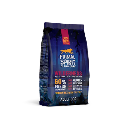 Primal Spirit Wilderness Adult Dog Food Protein Mix And Rice Recipe60% Fresh Ingredients 12 Kg