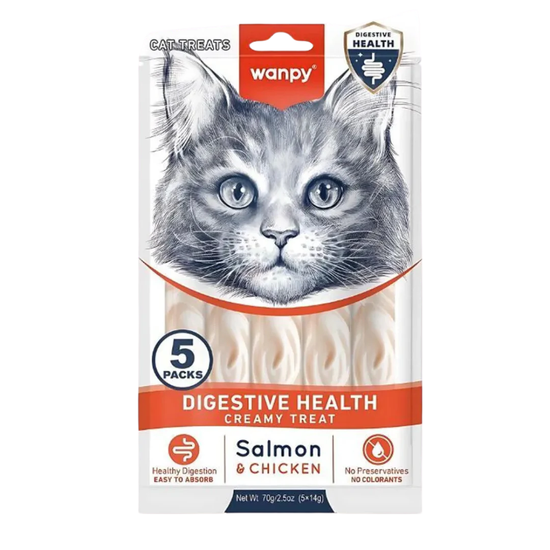 Wanpy Cat Digestive Health Treats Creamy Salmon And Chicken 5 pcs