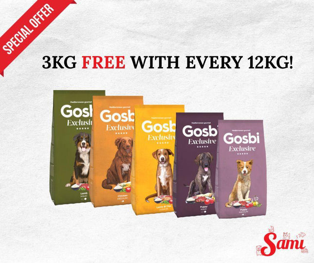 Gosbi Exclusive Dry Food for MAXI adult with lamb 3KG FREE WITH EVERY 12KG