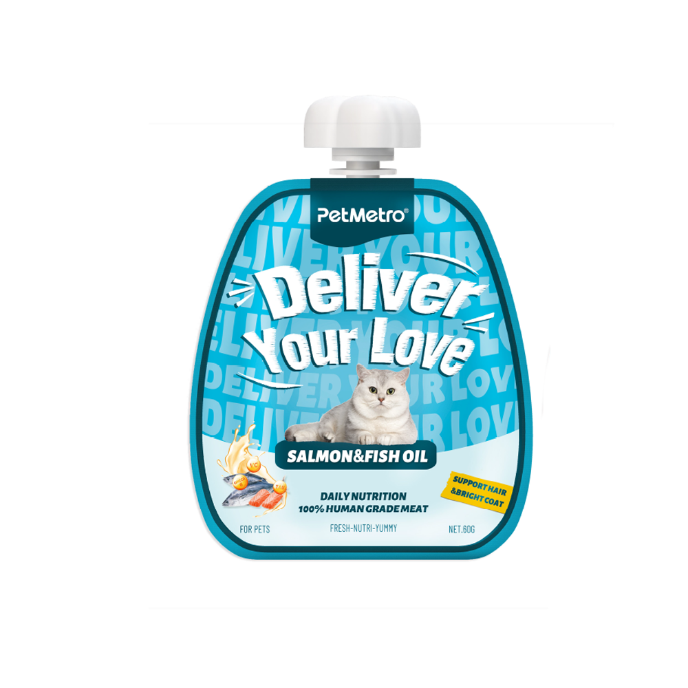 PetMetro Bright hair Cat Treat with Salmon and Fish oil 60 gr