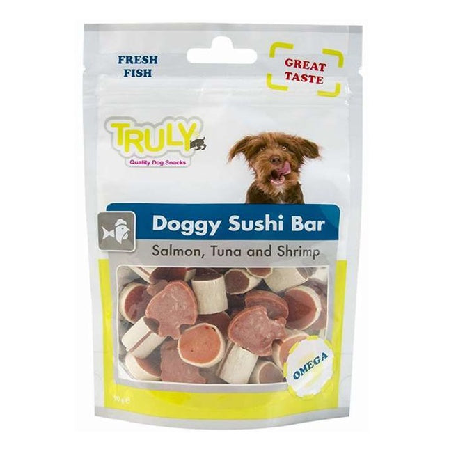 Truly Delight Dog Treats with Sushi Salmon and Tuna and Shrimps 90 gr