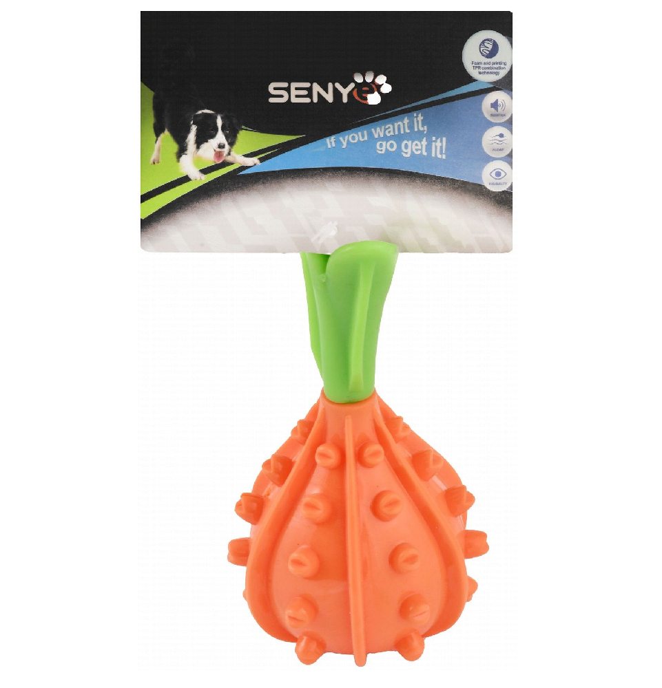 Senye Orange and Green Squeaky Ball Dog Toy