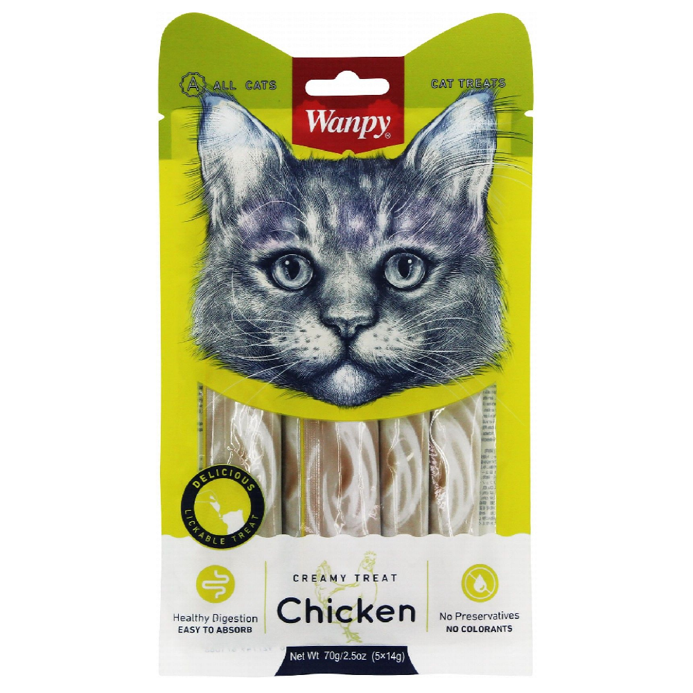 Wanpy Creamy Chicken Treats for All Cats 70 gr 5 Pcs