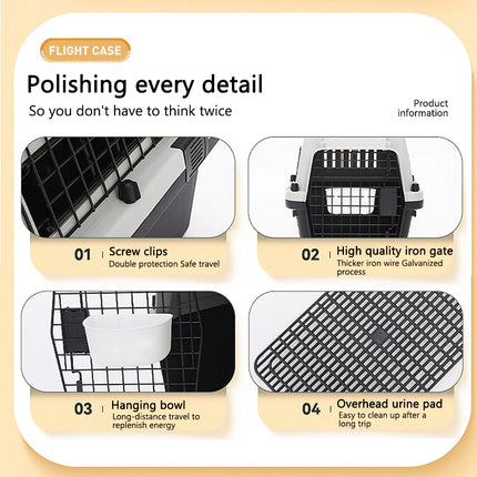 Pet Carrier Crate Black and Gray XXL 1.25 mm