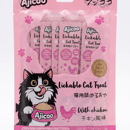 Ajicoo cat Ajicoo Lickable Cat Treat  Creamy Puree with Chicken Flavor 150g Pack 10 pieces