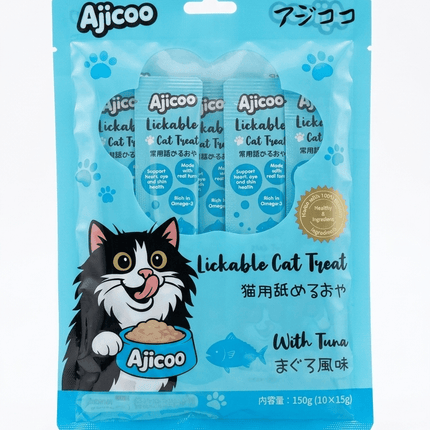Ajicoo cat Ajicoo Lickable Cat Treat  Creamy Puree with Tuna Flavor 150g Pack 10 pieces