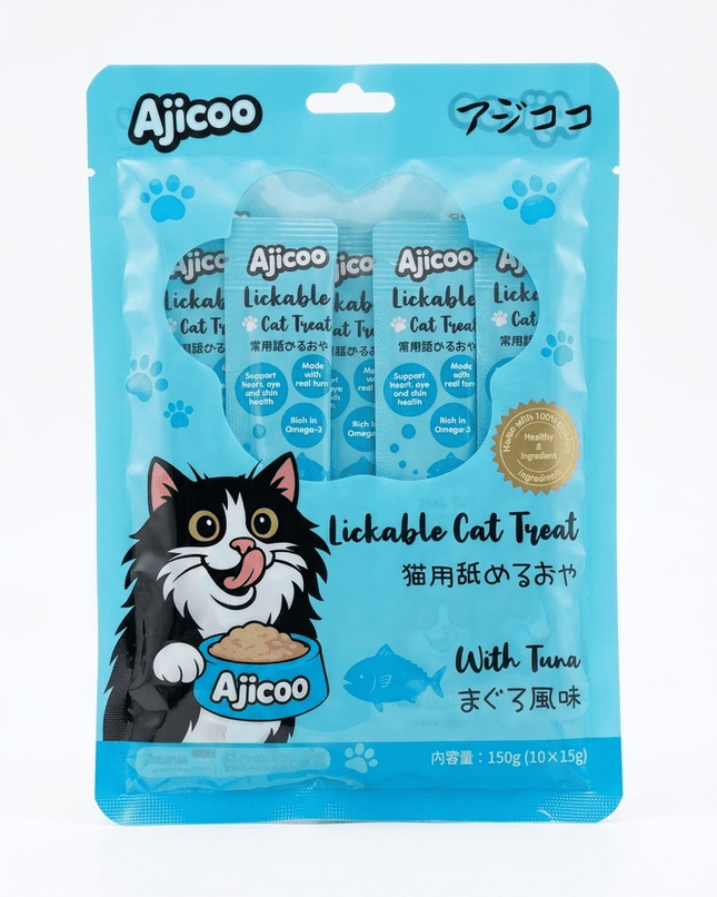 Ajicoo cat Ajicoo Lickable Cat Treat  Creamy Puree with Tuna Flavor 150g Pack 10 pieces