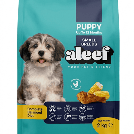 Aleef Dog Aleef Dry Food for puppy Up To 12 Months Small Breeds  Dogs with Chicken 2 kg
