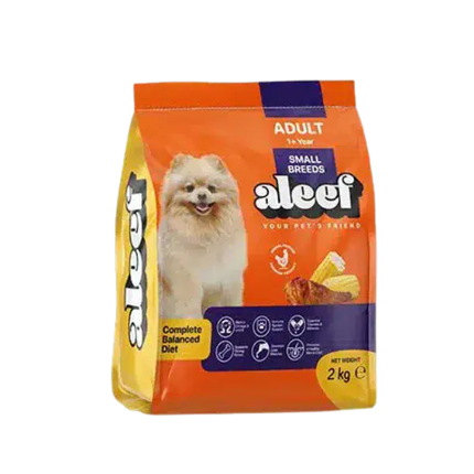 Aleef Dog Aleef Dry Food with Chicken &amp; Corn for Small Breed Adult Dogs (1+ Years) 2 kg
