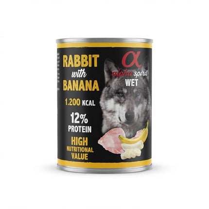 Alpha Spirit Dog Alpha Spirit Wet Dog Food Rabbit with Banana High Nutritional Value 400g