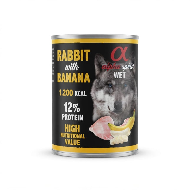 Alpha Spirit Dog Alpha Spirit Wet Dog Food Rabbit with Banana High Nutritional Value 400g