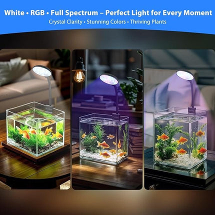 Aquarium Fish Adjustable Aquarium Clip Light  8W USB Powered Full Spectrum Fish Tank Lamp for Glass Thickness Under 6mm