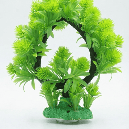 Aquarium Fish Artificial Circular Arch Aquarium Plant Decoration with Base Fish Tank Decor