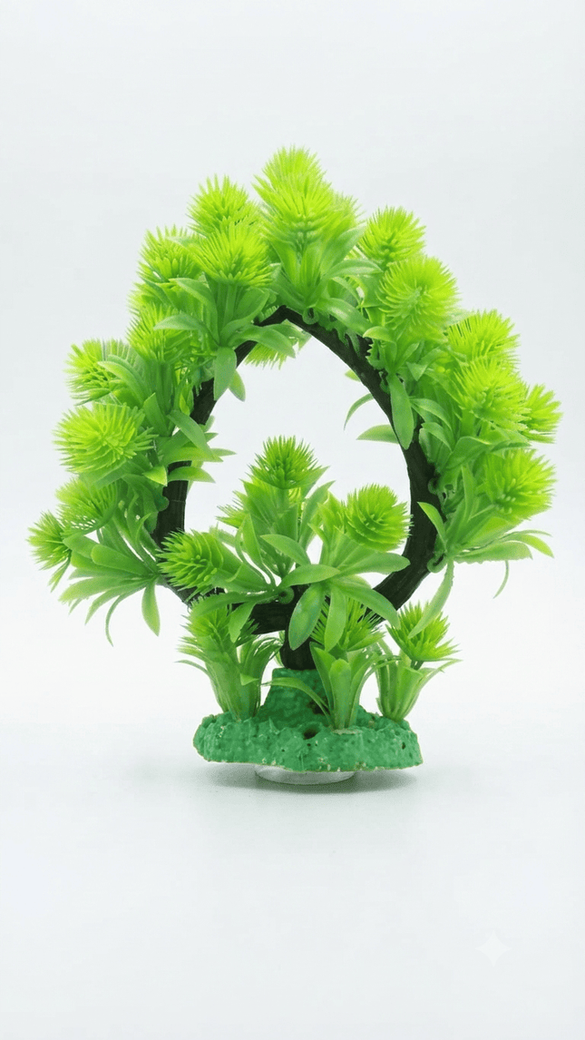 Aquarium Fish Artificial Circular Arch Aquarium Plant Decoration with Base Fish Tank Decor