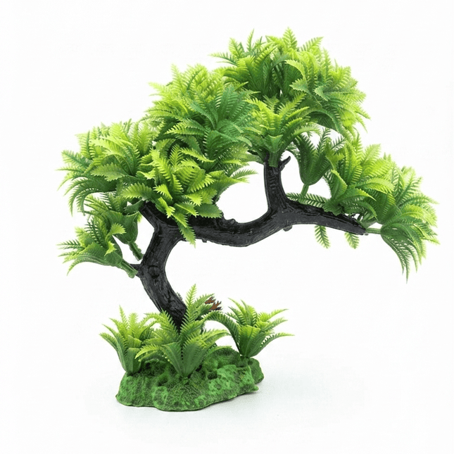 Aquarium Fish Artificial Green Bonsai Tree Aquarium Decoration with Base Fish Tank Decor