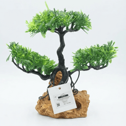 Aquarium Fish Artificial Green Bonsai Tree Aquarium Decoration with Rock Base Fish Tank Decor