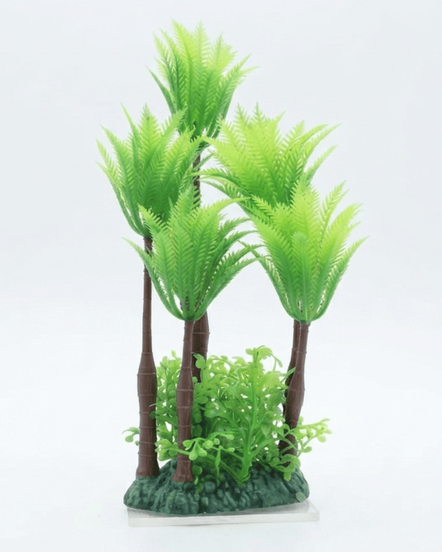 Aquarium Fish Artificial Palm Trees Aquarium Decoration with Base Green Fish Tank Plant Decor