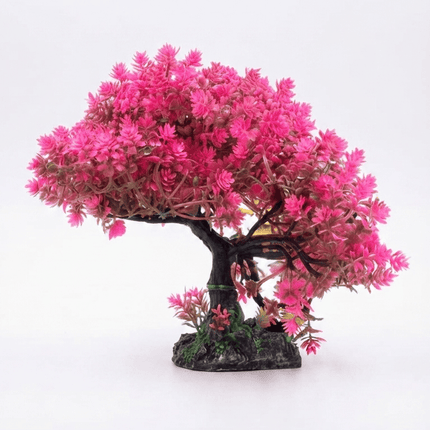 Aquarium Fish Artificial Pink Bonsai Tree Aquarium Decoration with Heavy Base Fish Tank Decor