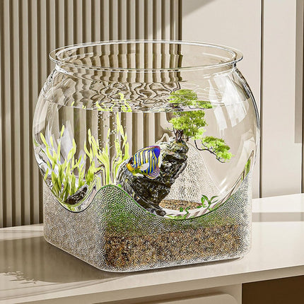 Aquarium Fish Decorative Transparent Fish Tank Modern Round Bowl for Small Fish