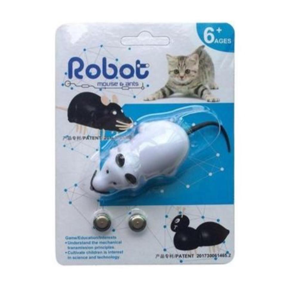 White mouse robot toy with ants and cats